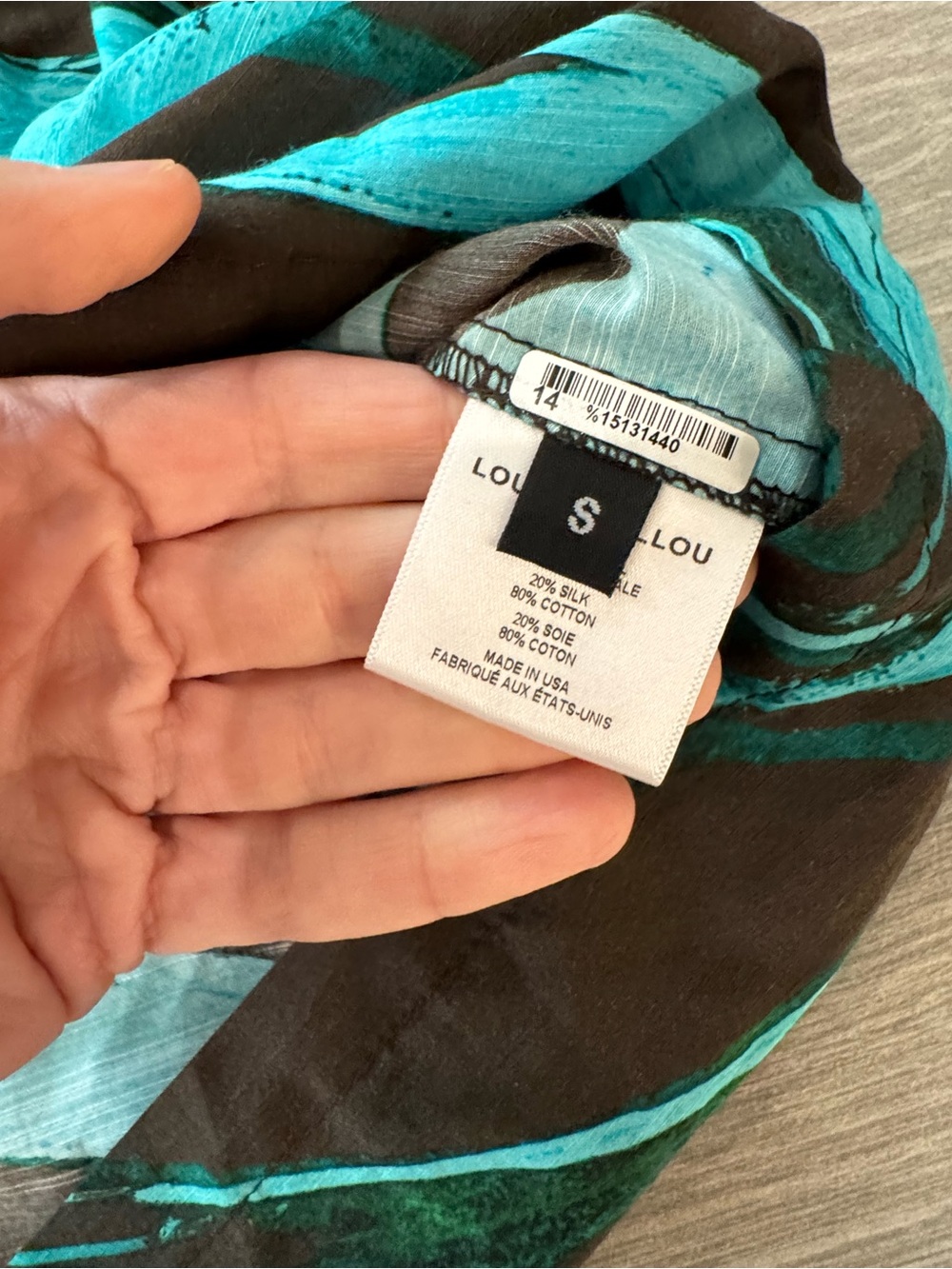 LOUISA BALLOU Weekend Shirt in Turquoise Flower Size Small VGUC - Picture 7 of 7